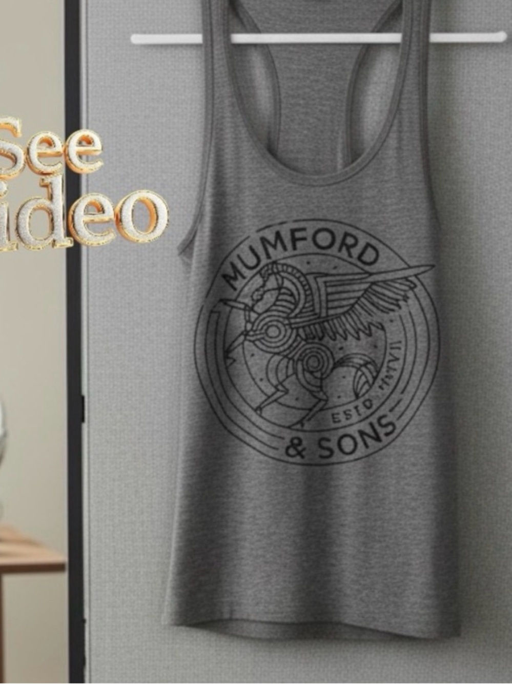 👛(ANY 2/$20) MUMFORD & SONS Grey Racerback Tank Top